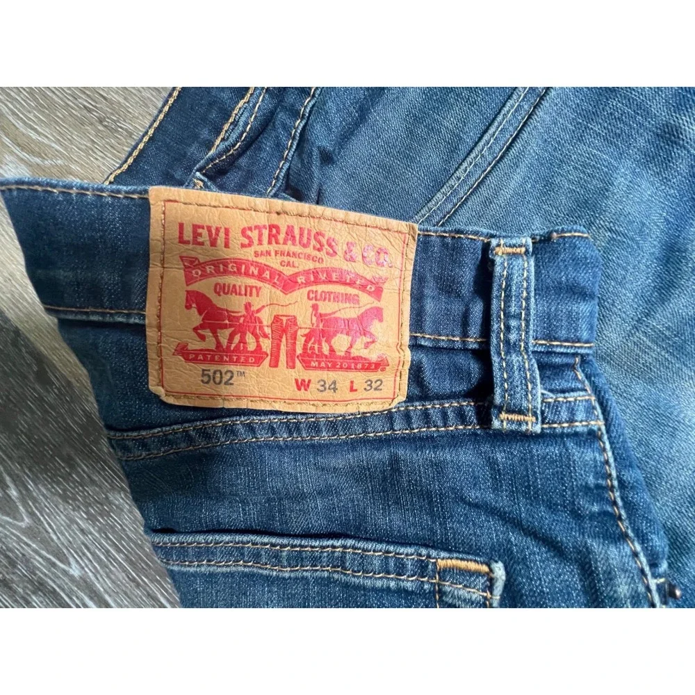 Levi's 502 Regular Taper‎ Jeans Mens 34x32 Blue Good Medium Wash Denim 5-Pocket